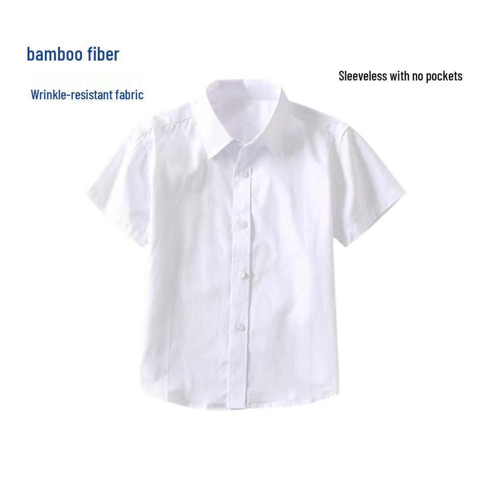 Kinder Kurzarm Weißes Baumwollhemd - Sommer Schuluniform für Jungen und Mädchen
