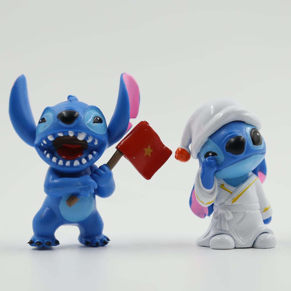 6Pcs/Set 7cm Stitch Doll Anime Figures Stitch Doll Cartoon Stitch Playthings Ornaments Micro Cake Desk Decoration Present