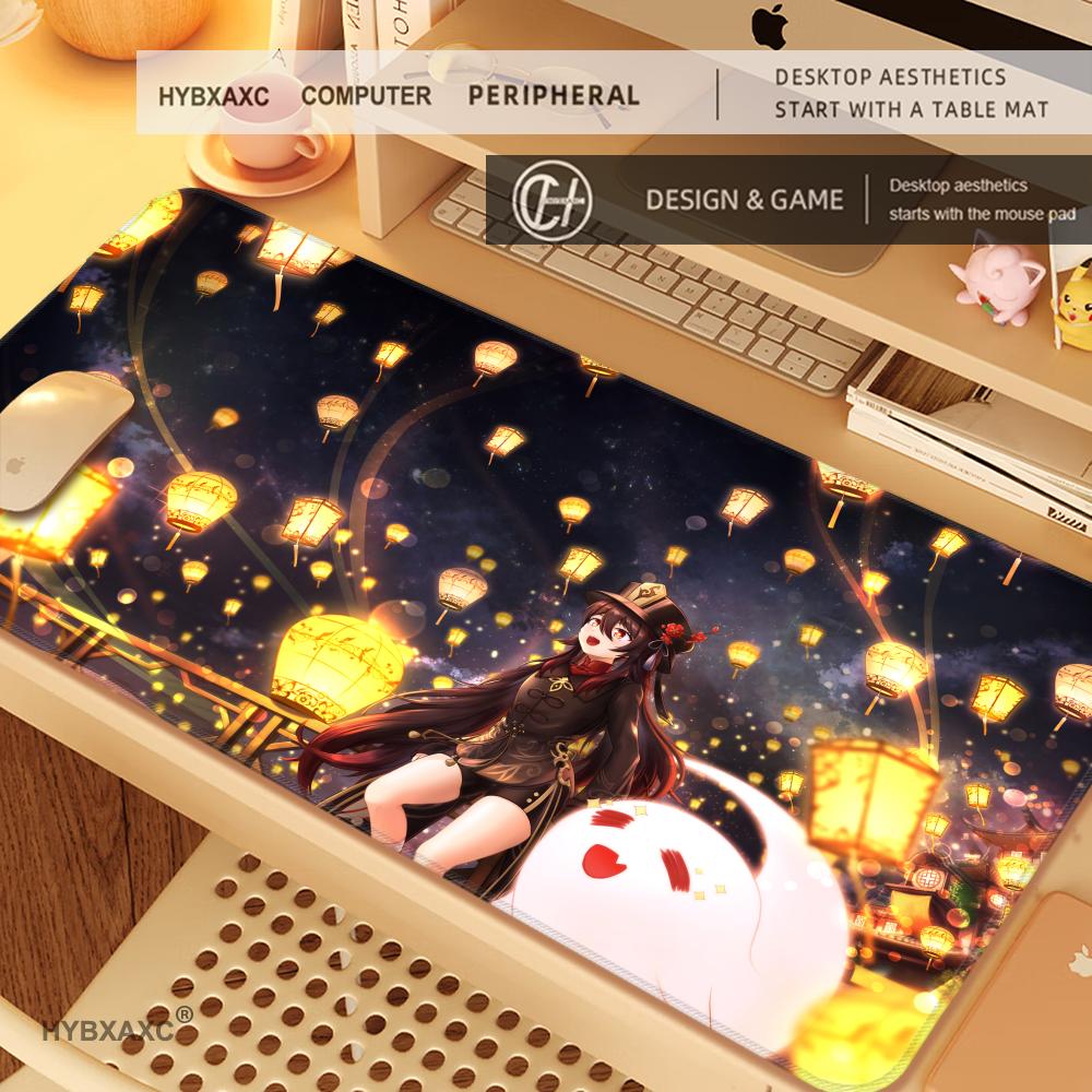 HYBXAXC Genshin Impact Hu Tao Anime Rubber Mouse Pad Large Mousepad Mat Deskmat Pc Accessories Desk Protector Gamer Keyboard Pad