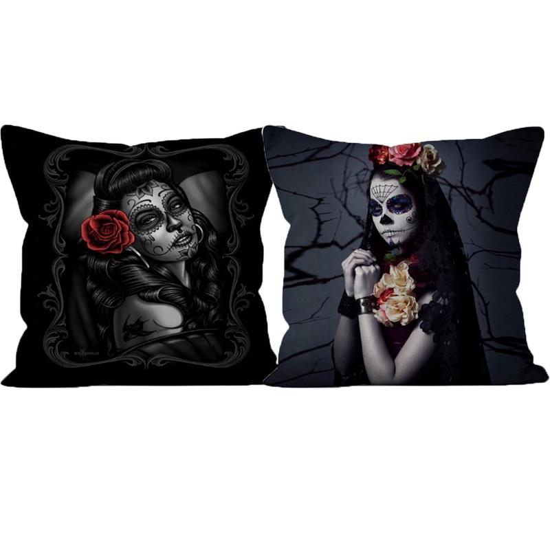 Vintage Horror Print Cushion Cover Perfect For Halloween Festivities