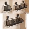 Suction Cup Wall Storage Basket with Iron Wire Frame for Kitchen Bathroom Countertop and Sink Side Storage Use