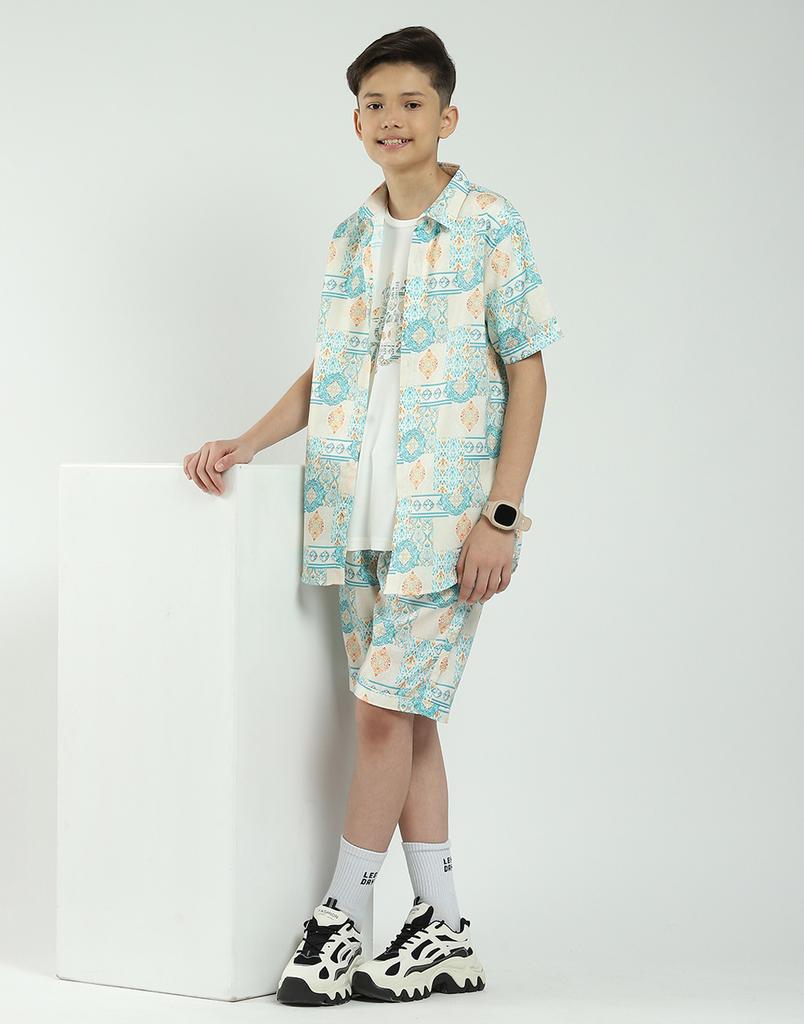 MONTE CARLO Boys Regular Fit Printed Half Sleeve Co-ord Set