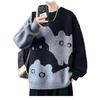 Men's College-Style Thick Knit Sweater with Velvet, Autumn/Winter Cozy Loose Fit