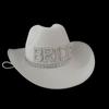 Rhinestones Women Bride Letter Cowgirl Hats Wide Brimmed Bridal Western Shinning White Fedoras Hat for Photoshoot