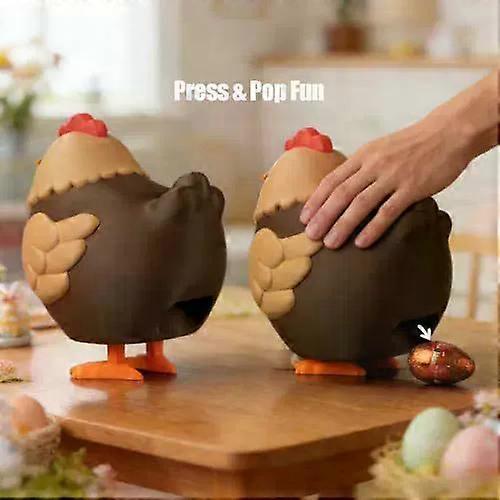The Chocolate Egg-Laying Chicken, Candy Dispenser Machine Desk Toy, Cute Animal Decor, Stress Relief Fidget Toy for Office, Easter Gift Basket Stuffer