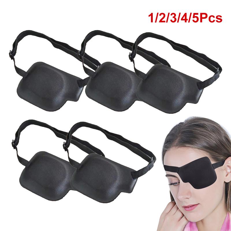 1/2/3/4/5PCS Black Single Eye Patch Adjustable 3D Foam Groove Eyeshades For Lazy Eyes Medical Use Concave Eye Patch