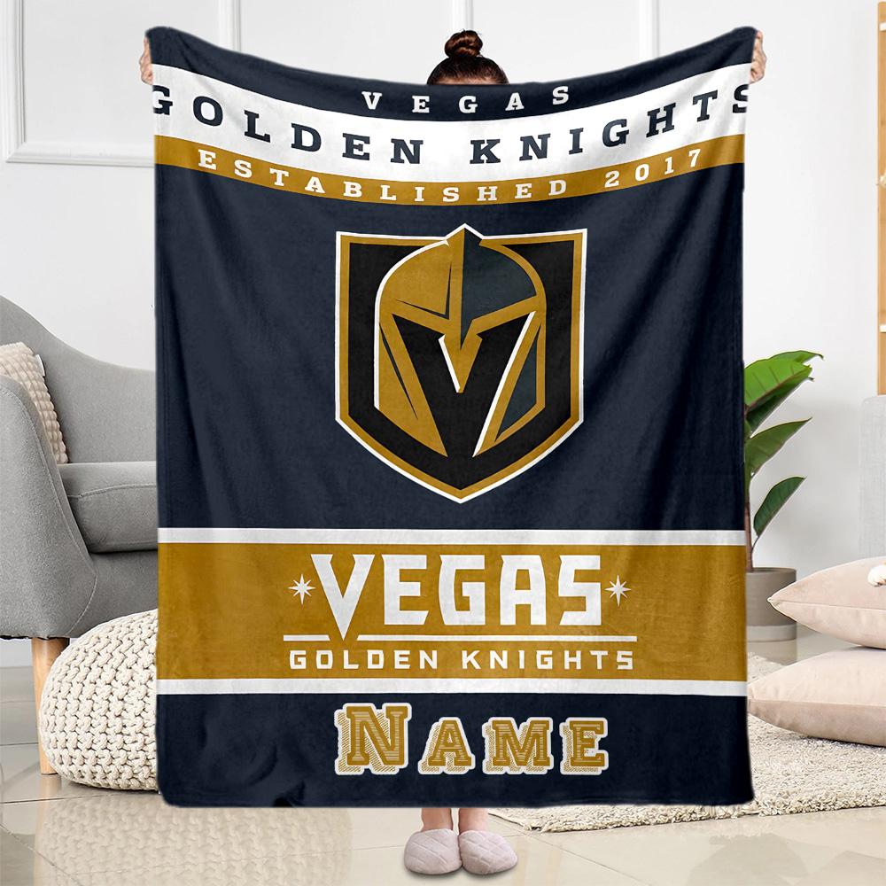 Golden Knights Vegas Pride Personalized Text Blanket Gift Customizable Blanket Ultra-Soft Throw For Chair Nap Couch Bedding for All Occasions