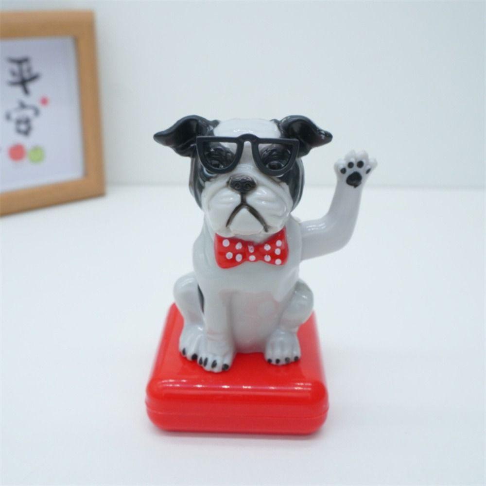 Cartoon Puppy Waving Car Ornament Cute Crafts Solar-powered Dog Car Ornament ABS Solar Power Puppy Car Ornament For Automotive