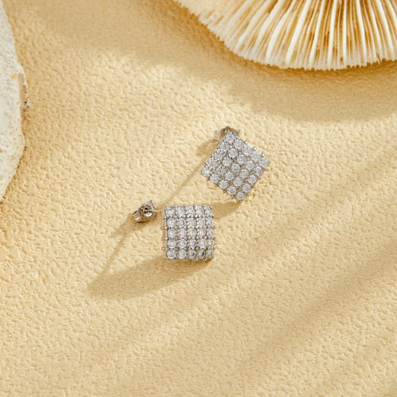 New Fashion Shiny Zirconia Inlaid Rose-shaped Stud Earrings Women's Trend Luxury Copper Earrings Birthday Party Jewellery Gifts