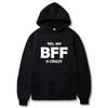 BFF Printed Hoodie Autumn Winter Women Men Casual Loose Simple Fashion Comfortable O-Neck Long Sleeve Fleece Sweatshirts
