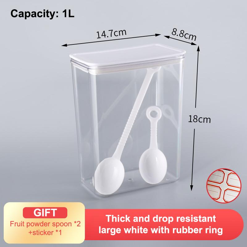 Airtight Food Storage Coffee Powder Container Witith Spoon For Milk Tea Shop Transparent Kitchen Organizer Spice Soybean Storage