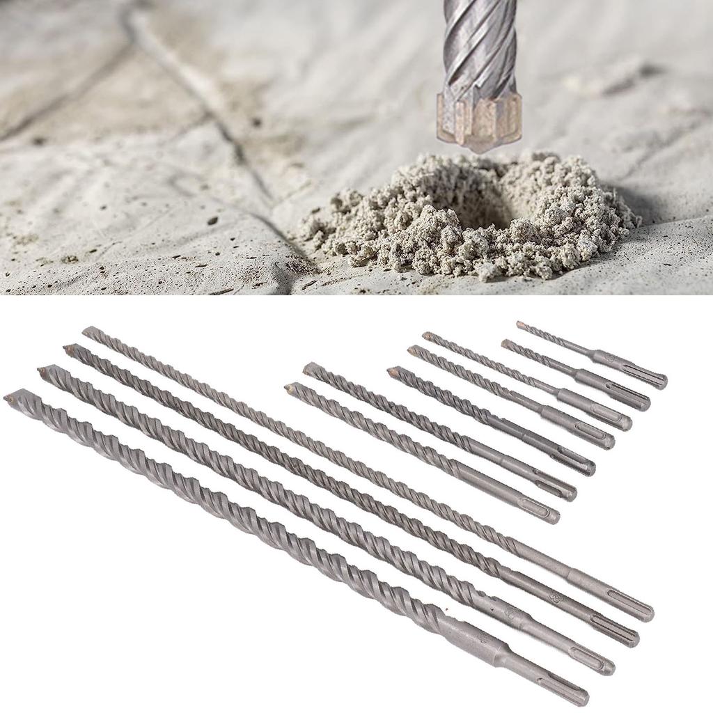 11Pcs Hammer Drill Bit Cemented Carbide High Speed Chip Removal Electric Hammer Drill Bit Set