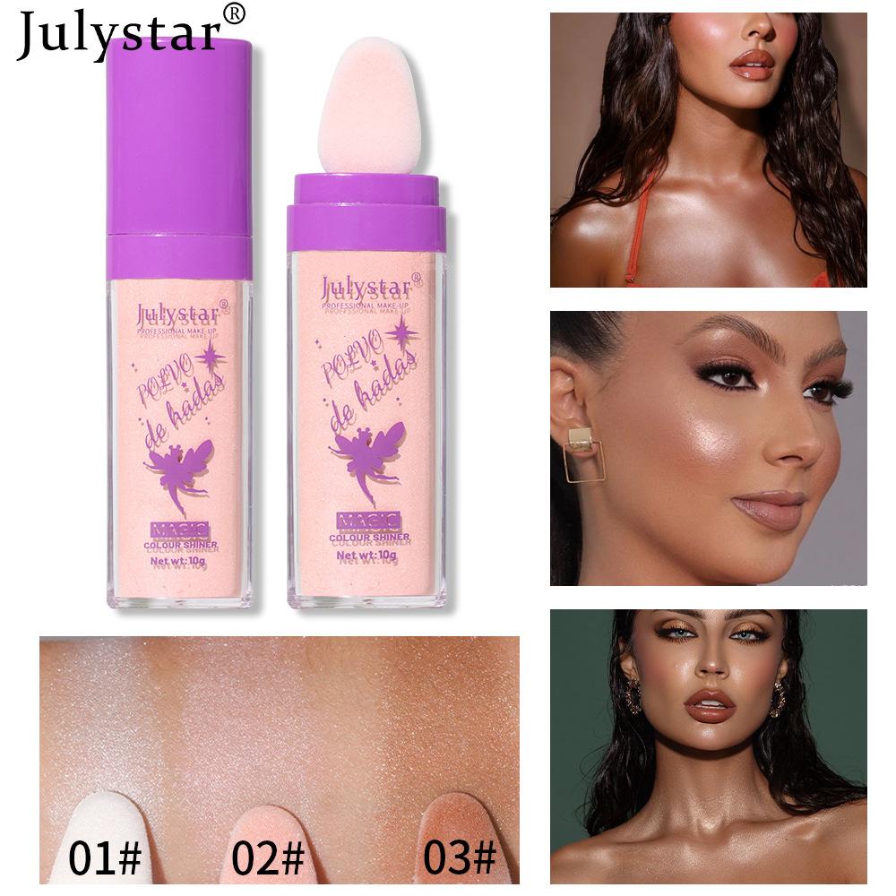Ombretto in polvere tridimensionale a tre colori per scolpire, cipria illuminante naturale, cipria illuminante impermeabile e a lunga tenuta