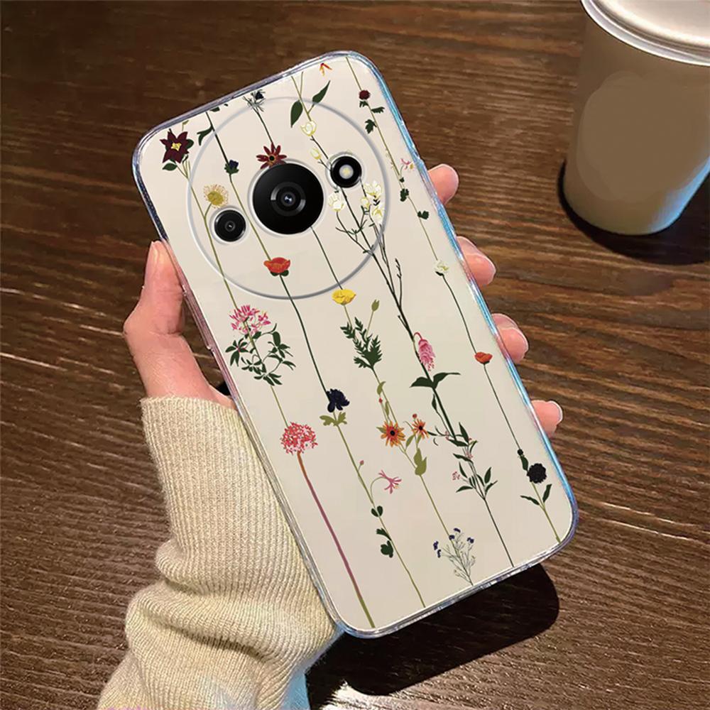 Rose Flower Oil Painting Pearl Phone Case Transparent Clear For Xiaomi Redmi A3 A1 A2 Plus A5 A3X Cover Silicone RedmiA3 6.71"