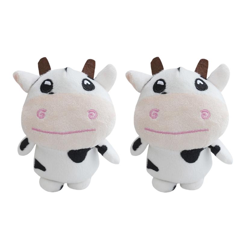 1-12pcs Plush Cow Keychain Cow Plushie Animal Toy Kawaii Spotted Cow Keyring Women Bag Animal Decor Christmas Birthday Gift