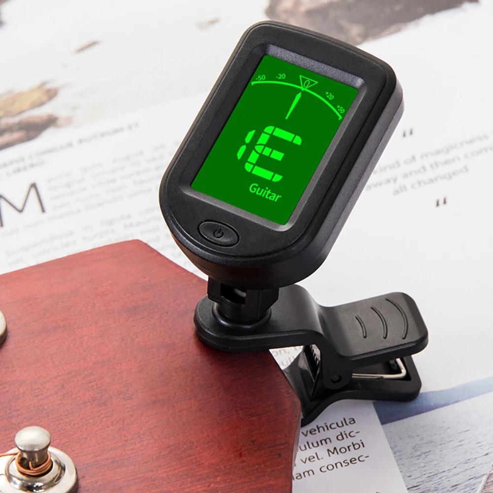 1-2pcs Guitar Tuner Digital Clip-On Tuner LCD Display Chromatic Tuner Clip On Guitar Tuner for Guitar Bass Violin Ukulele