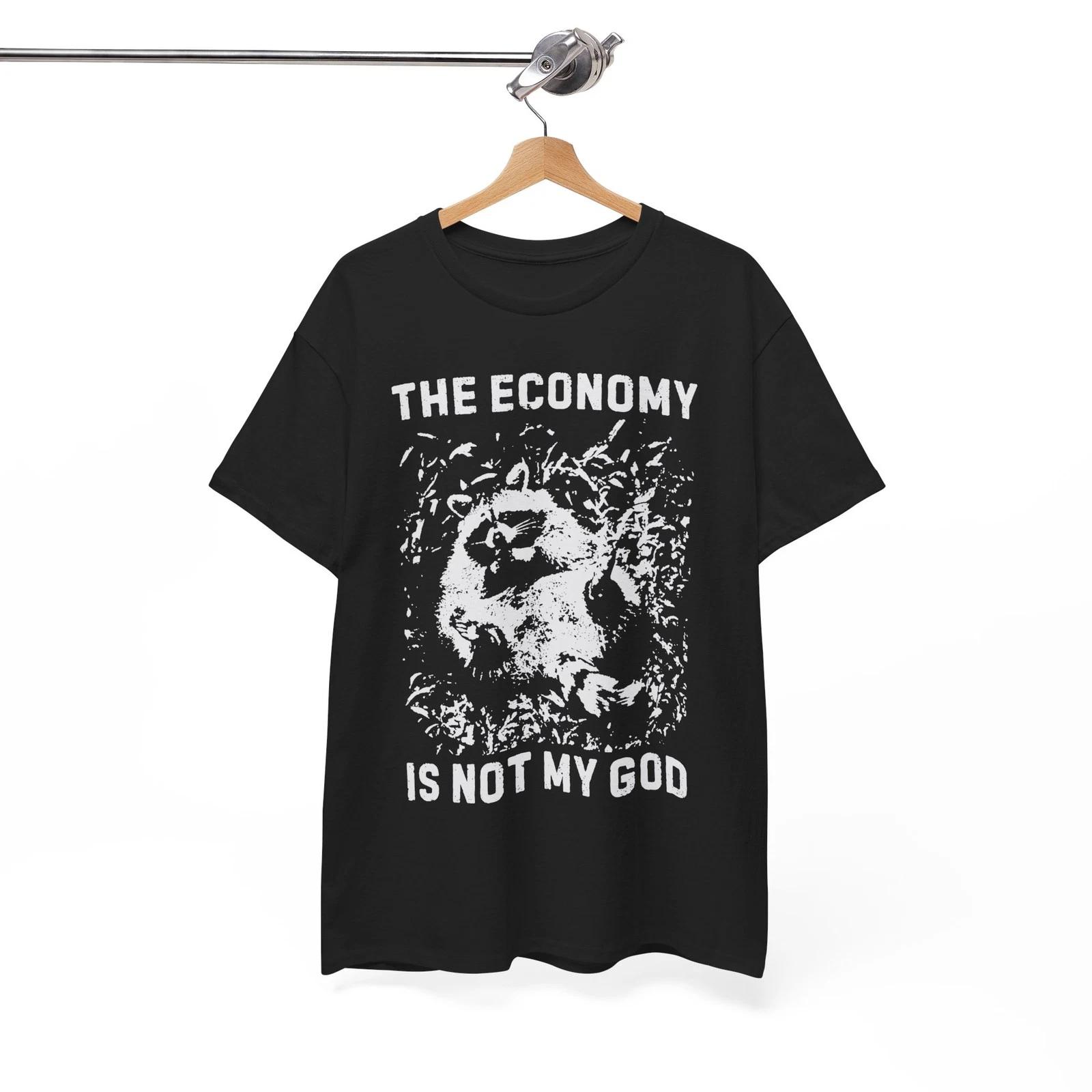 

Anarchist Raccoon Economy is not my God Tee, Leftist Trash Punk Unisex Tee S