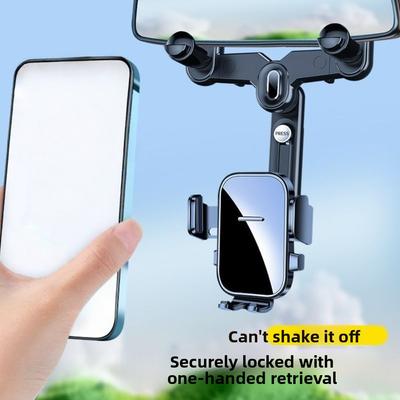 Rotating Rearview Mirror Phone Holder Universal Cell Support Adjustable Car Mount Stand Black Bracket Car Mobile Phone Holder