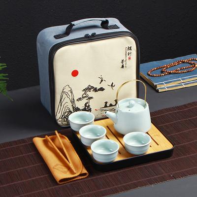 Tea Set Travel Tea Set Ru Kiln Ge Kiln Kung Fu Ceramics One Pot Four Cups