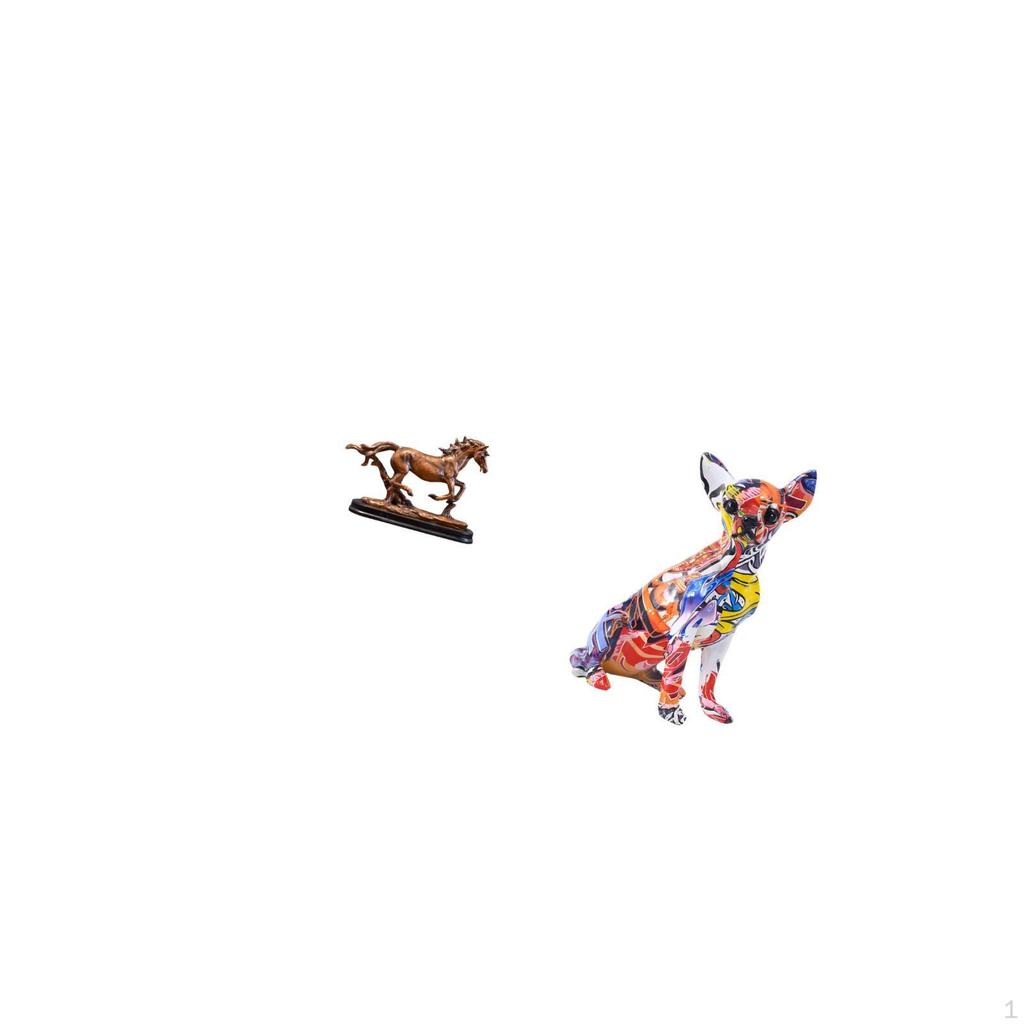 Colorful Horse Figurine Multicolor Sculpture Collectible Ornament Realistic Animal Artwork Puppy