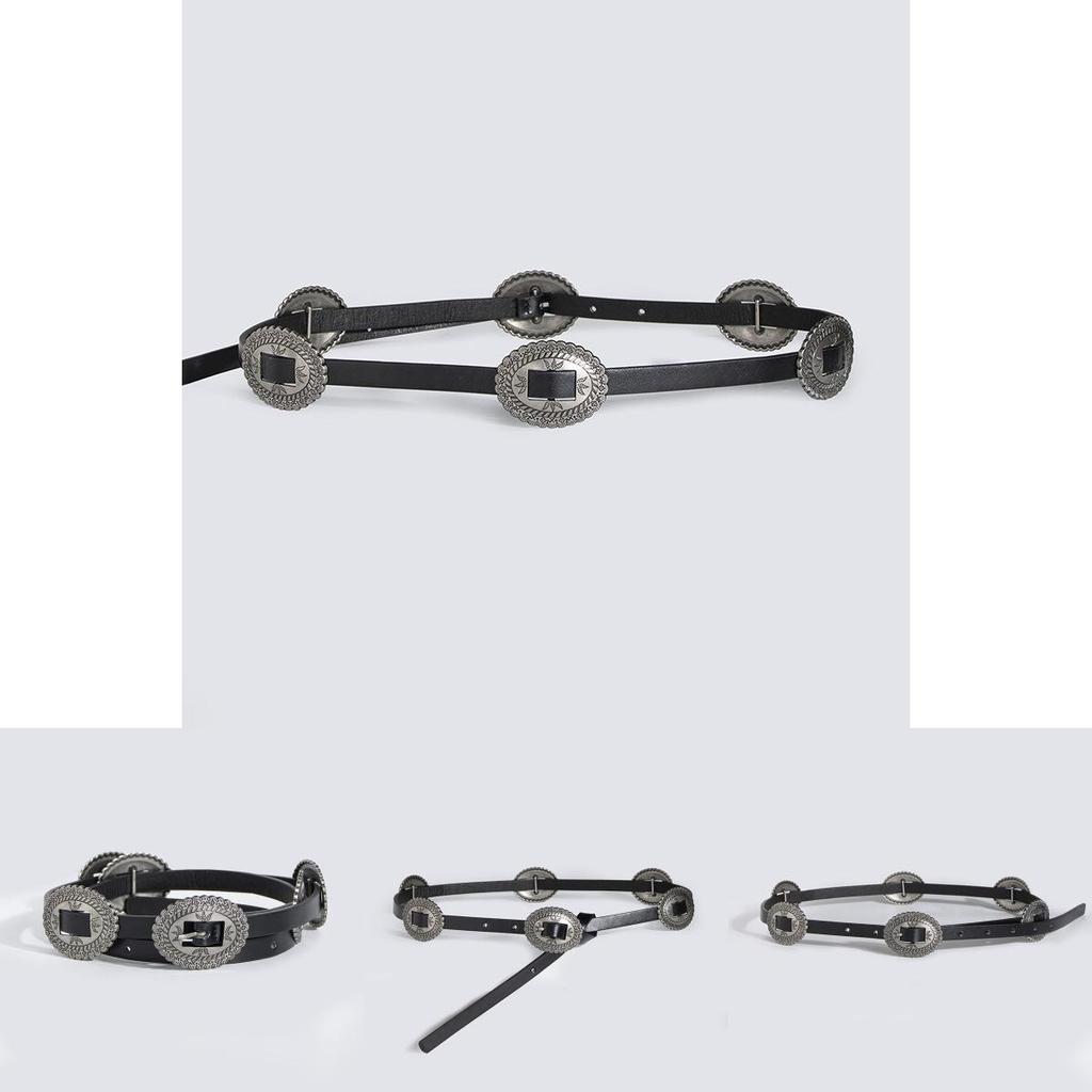 Retro Western Belt For Women With Pu Material And Irregular Shape Buckle For Vintage Fashion