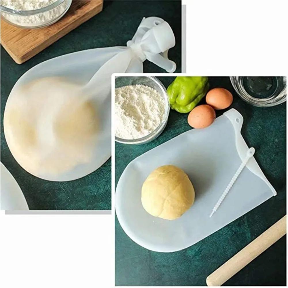 Kneading Dough Bag Silicone Versatile Dough Mixer for Bread, Pastry, Pizza & Tortilla Non-Toxic Multifunctional Cooking Tool bianco