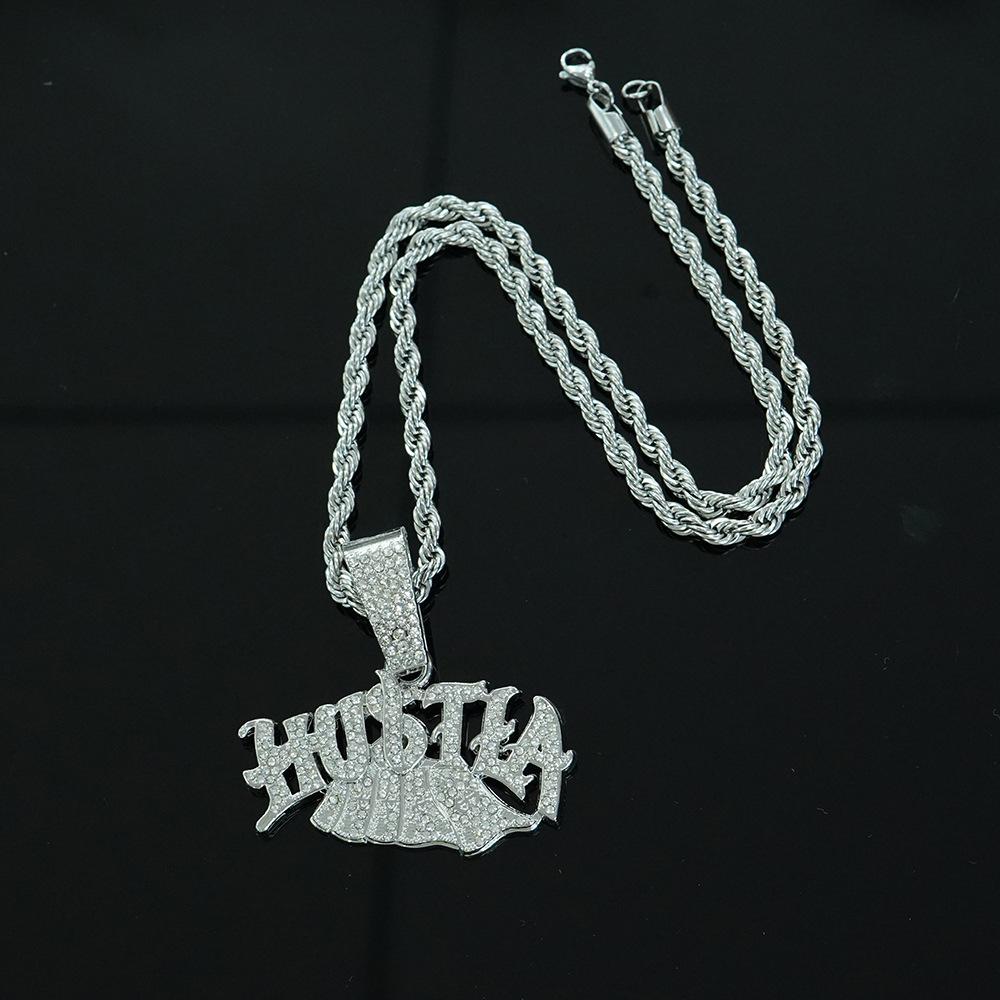 Amazon hot-selling hip-hop fashion new Hustla Money pendant necklace necklace European and American cross-border trendy brand jewelry