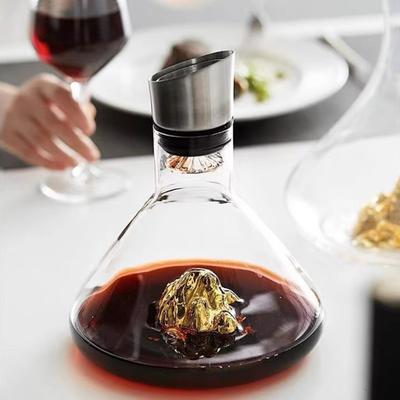 Glass Wine Decanter with Aerator Stainless Steel Filtration 12-Channel Aeration 1600ml Capacity Handcrafted