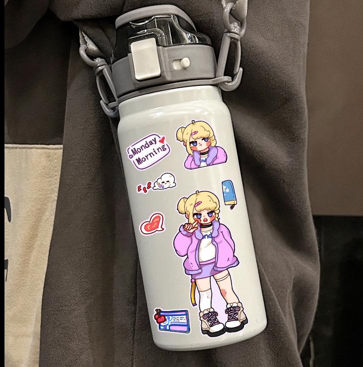 8 Kawaii Mädchen Collagen Bastel-DIY Dekorations-Handbuch Handyhülle Laptop Wasserdichte Aufkleber