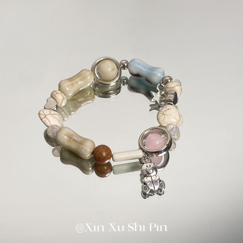 Retro court style fairy tale dream blue crystal bracelet niche design high luxury high-end sense beaded bracelet bracelet