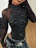 European & American Sexy Sheer Long-Sleeve Bodysuit