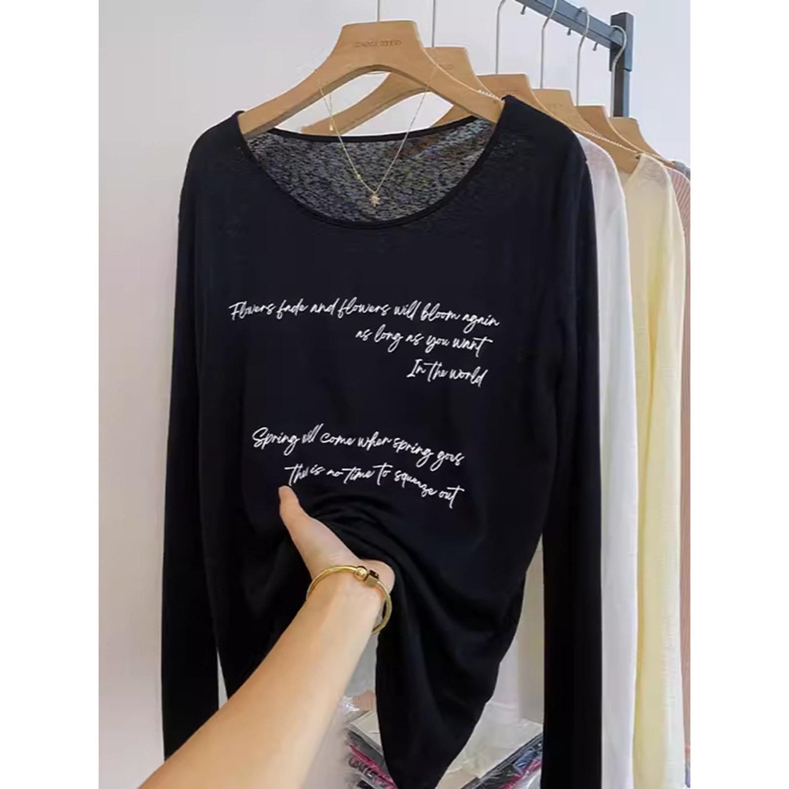 

Женский повседневный свободный свитер с длинными рукавами и круглым вырезом L чёрный