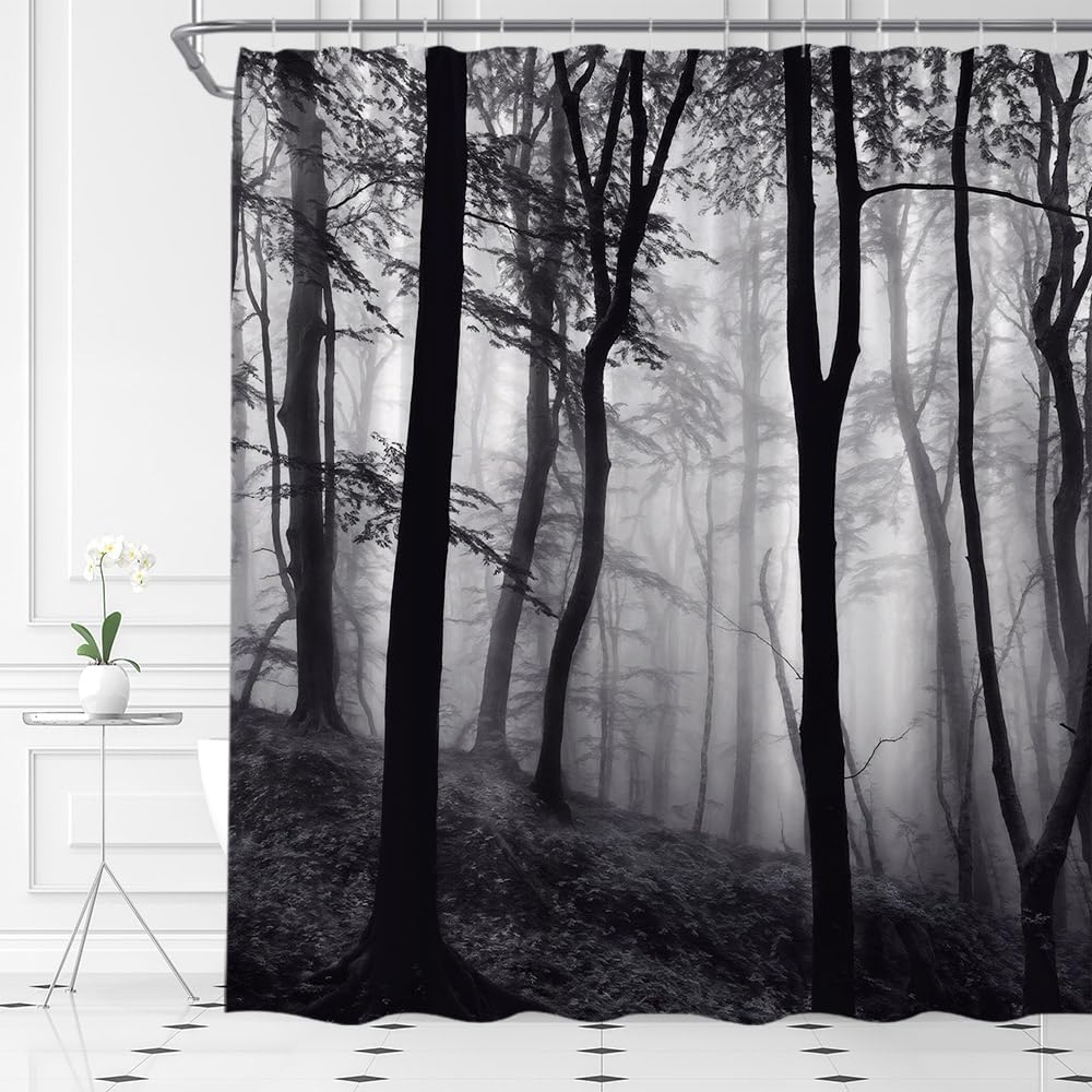 Sugar Skull Shower Curtain Gothic Halloween Watercolor Vintage Floral Spooky Skeleton Skull Horror Fabric Bathroom Decor Set