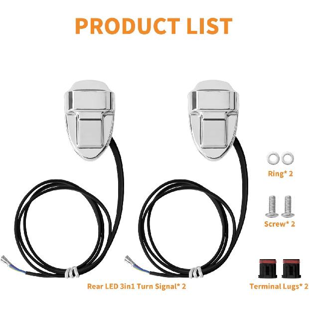 Mini LED Blinklys Baklys Bakindikatorer Passer til Harley Dyna 2000–2017 Softail 2000–2025 (Chrome)