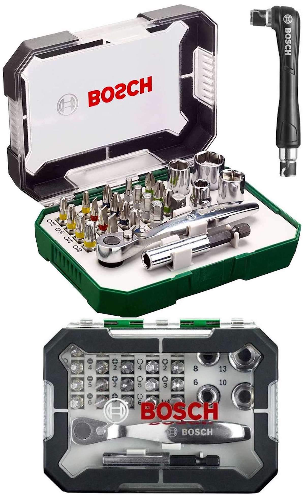 

Набор мини-трещоток BOSCH, 27 предметов, дополнительная рукоятка, набор головок-бит 2607017392 [Товар]
