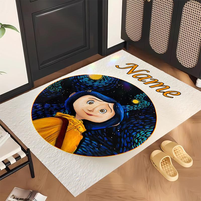 Coraline (1) Tappeto da Ufficio Personalizzato con Nome Decorazione Elegante per Soggiorno Camera da Letto Cucina