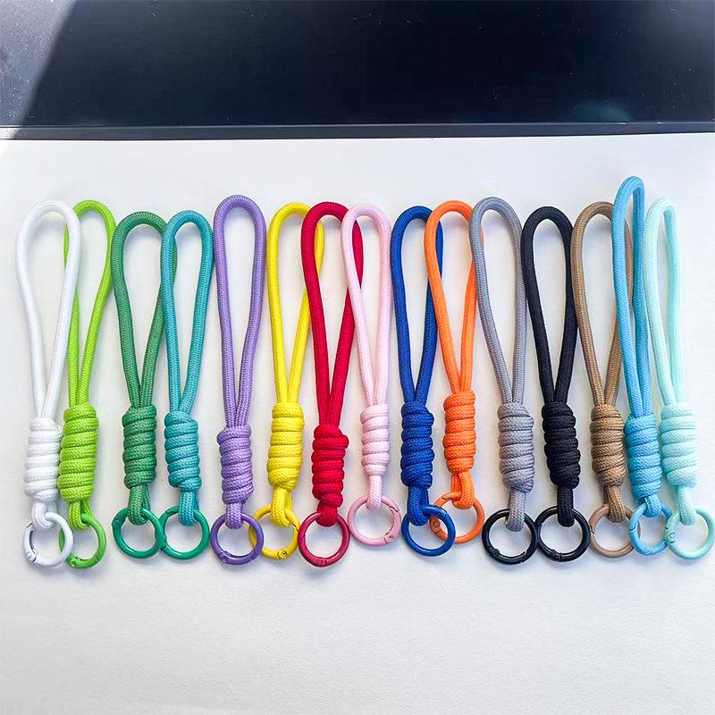 14CM Color Block Woven Plush Mobile Phone Lanyard & Anti-Lost Keychain Rope