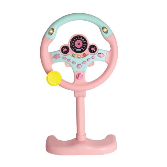 Passenger Seat Steering Wheel Toy with Music Light Kids Car Driving Simulation Wheel Toddlers Pretend Driving Educational Steering Wheel Boys Girls
