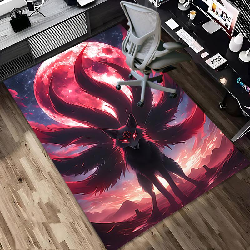 1pc Wolf Moon Themed Rug for Home Decor, Non-slip Office Carpet, Chair mat, Outdoor Mat, Christmas and Halloween gifts-0731036