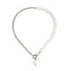 Salircon Vintage Elegantes Imitation Perle Keramik Herz Anhänger Halskette Damen Hochzeit Braut Kette Hals Zubehör Schmuck Geschenk