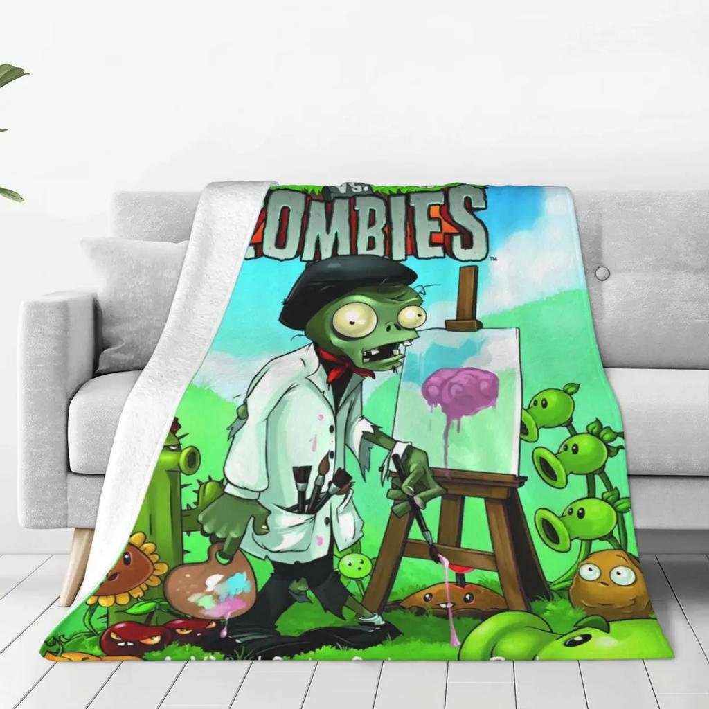 Plants Vs Zombies PVZ Cartoon Game Blankets Fleece Funny Poster Soft Throw Blanket for Bedroom Sofa Bed Rug