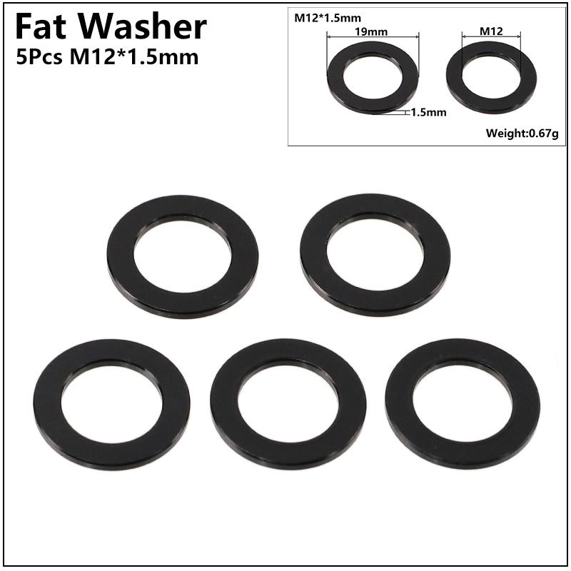 Bicycle Thru Axle Skewer Spacer M12x4mm/5mm/6mm/1.5mm/0.5mm MTB Fat Bike Shaft Skewer Washer Bike Hub Skewer Flat Spacer Washer