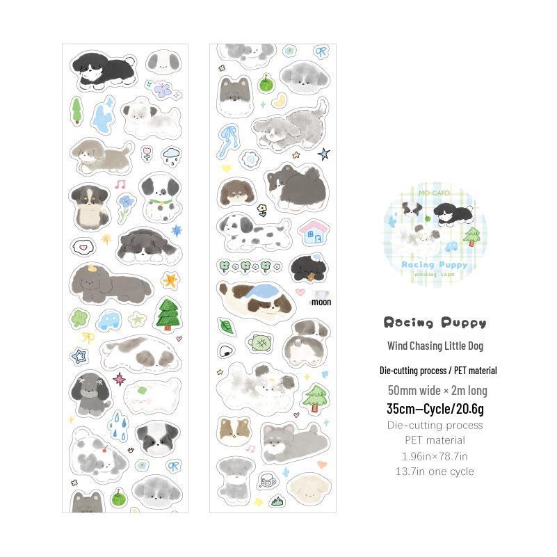 MòMò PET Die-cut Tape: Kitten & Puppy Open for Business Series - Soft, Cute Pet Pattern Decoration