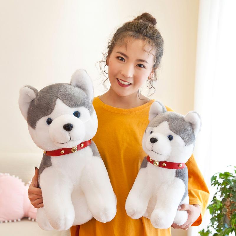 New Cute Collar Husky Dog Plush Doll Children's Holiday Gift Bay Window Ornament Stall Gift