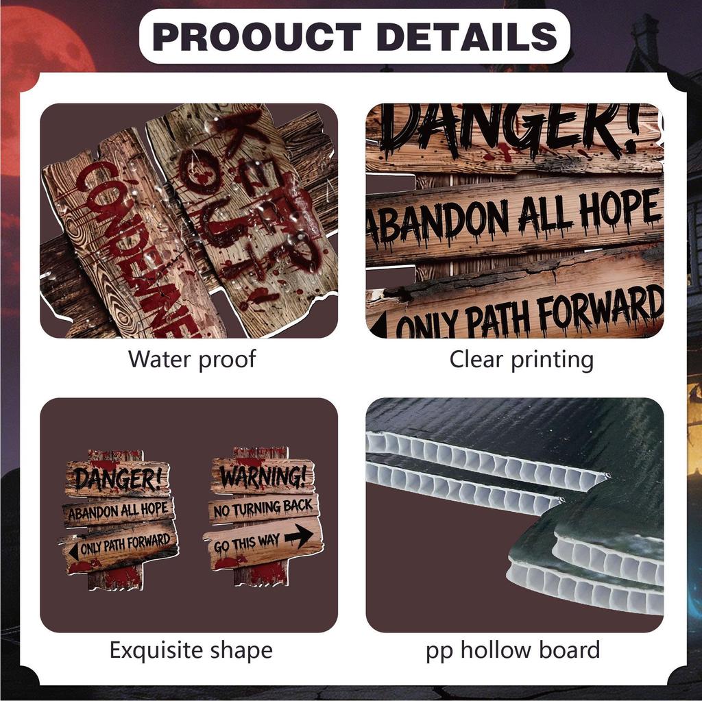 Horror Warning Halloween Garden Stake Sign for Outdoor Decoration