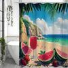 Summer Ocean Watermelon Plant Shower Curtain, Bathroom Decorative Shower Curtain, Waterproof Shower Curtain with Hooks
