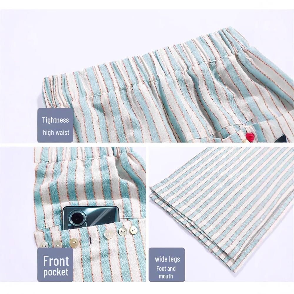 Women's High-Waisted Striped Lounge Pants: Summer 2025 Plus Size Casual Sleepwear