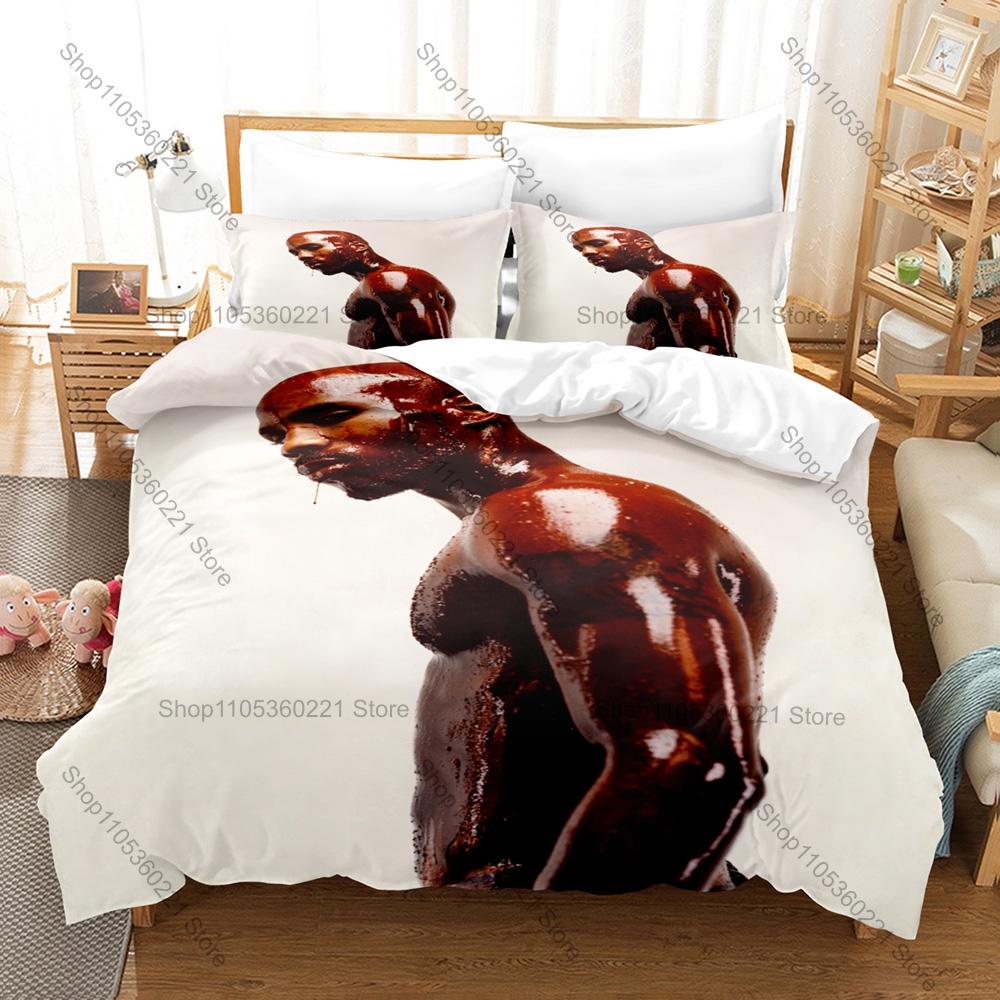 RIP DMX Duvet Cover + 2 Pillowcases, Hip Hop Legend Memorial Print Bedding Set Fans Unique Memorial Design Bedroom Bedding Set