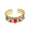 Gold Ethnic Style Retro Color Enamel Dripping Open Ring Fashion Pattern Medieval Exquisite High-End Ring