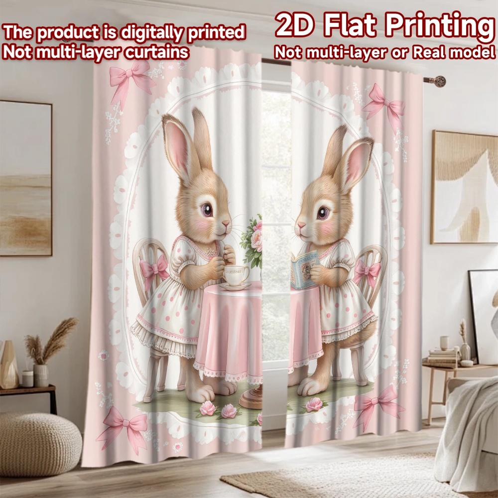 2D flat Photography Backdrop Popular Party Backdrop Easter Bunny Tea Py 100% Polyester Family Party Perfect for Holiday